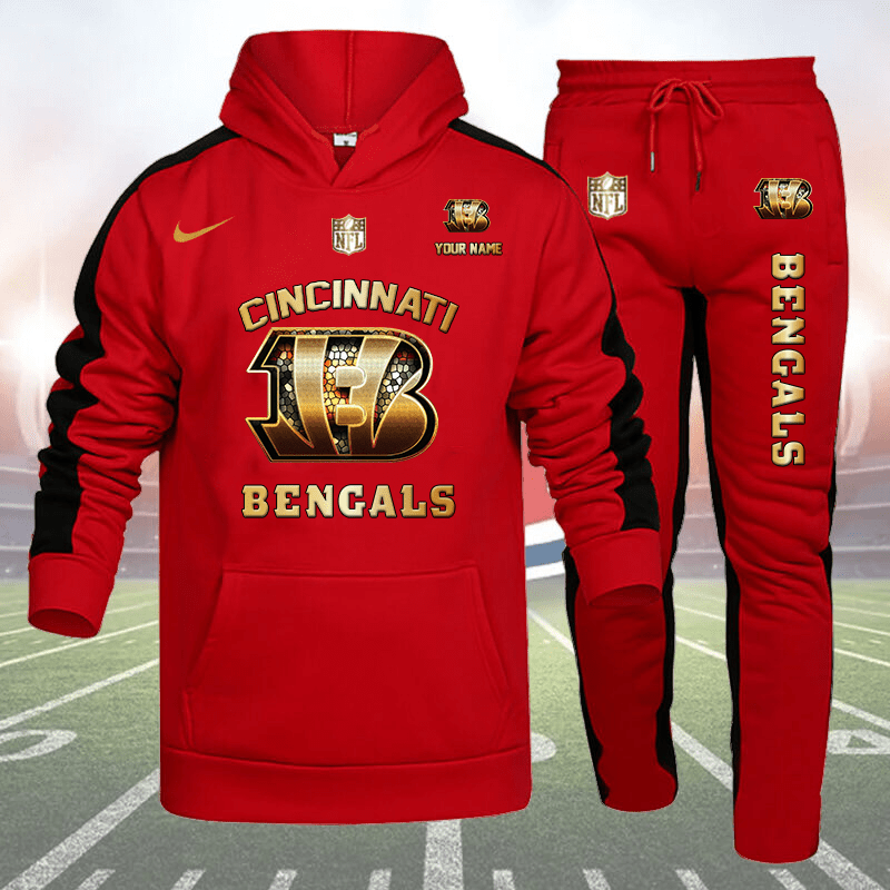 Cincinnati Bengals Personalized Golden Logo Hoodie Set AZBTHS000007