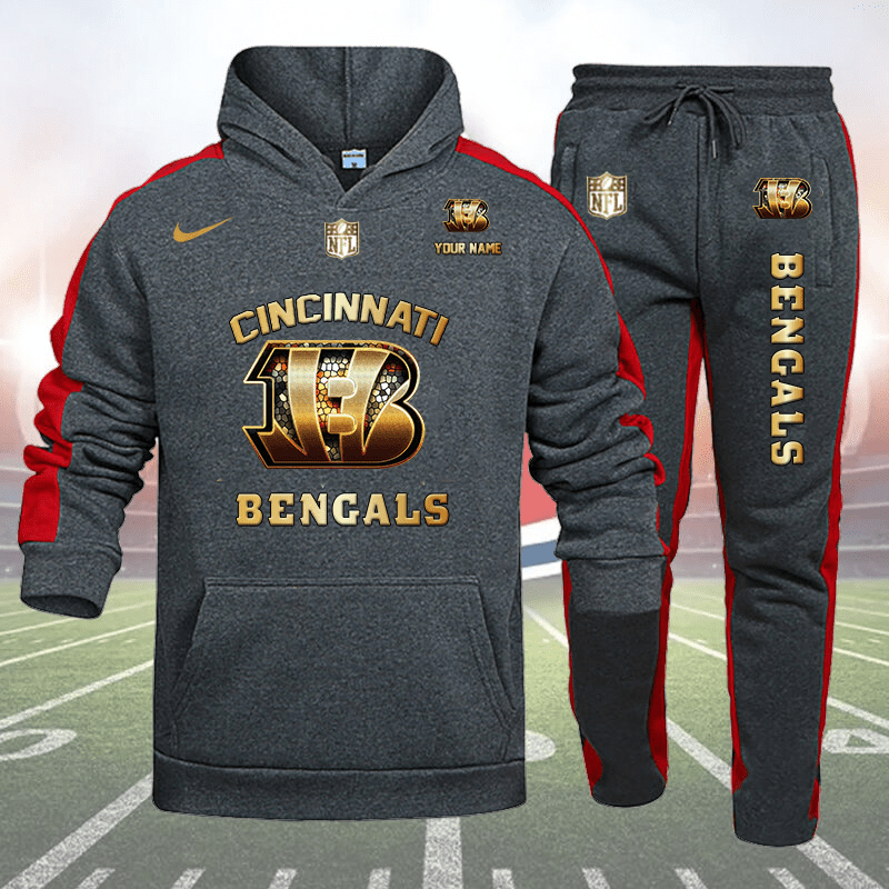 Cincinnati Bengals Personalized Golden Logo Hoodie Set AZBTHS000007