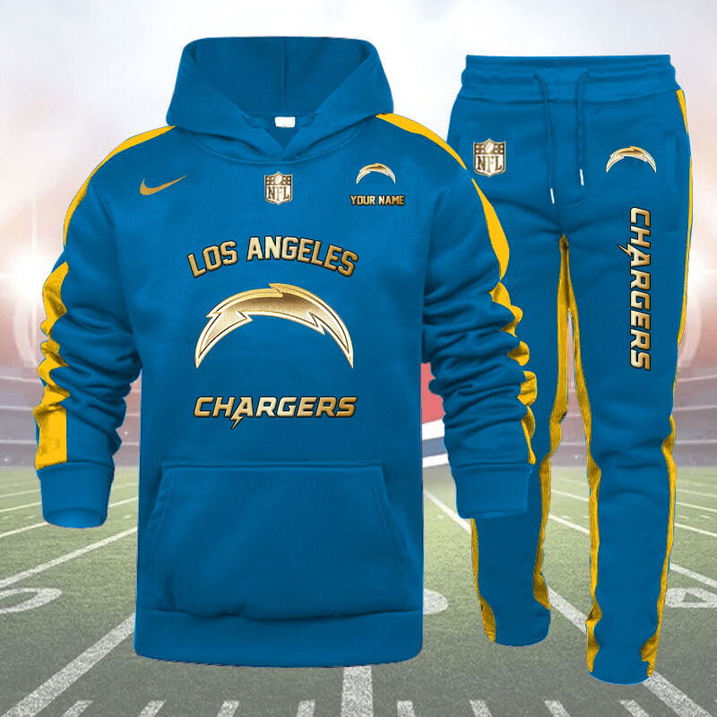 Los Angeles Chargers Personalized Golden Logo Hoodie Set AZBTHS000018