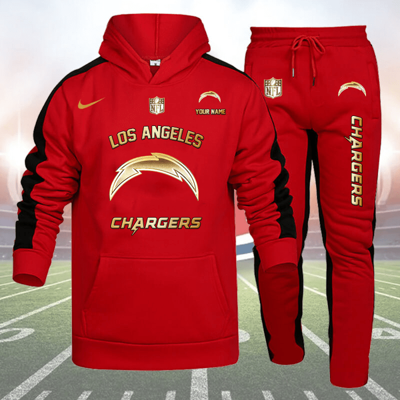 Los Angeles Chargers Personalized Golden Logo Hoodie Set AZBTHS000018