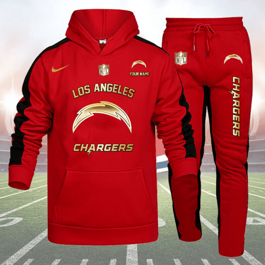 Los Angeles Chargers Personalized Golden Logo Hoodie Set AZBTHS000018