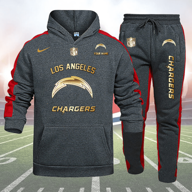 Los Angeles Chargers Personalized Golden Logo Hoodie Set AZBTHS000018