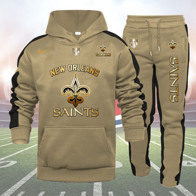 New Orleans Saints Personalized Golden Logo Hoodie Set AZBTHS000023