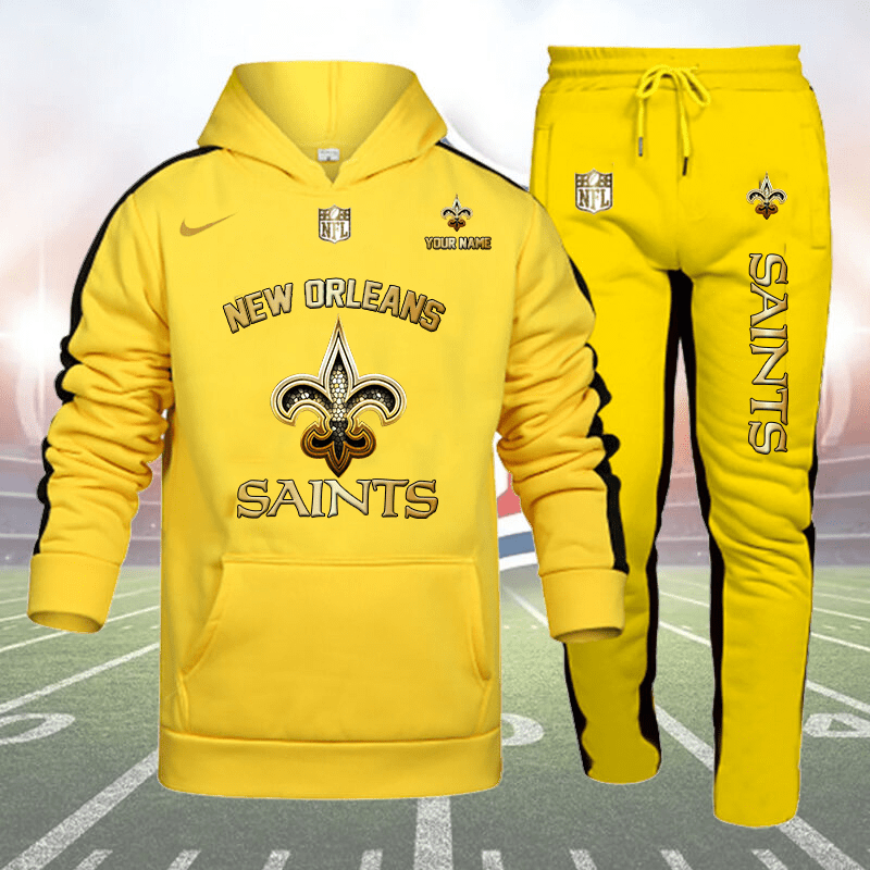 New Orleans Saints Personalized Golden Logo Hoodie Set AZBTHS000023