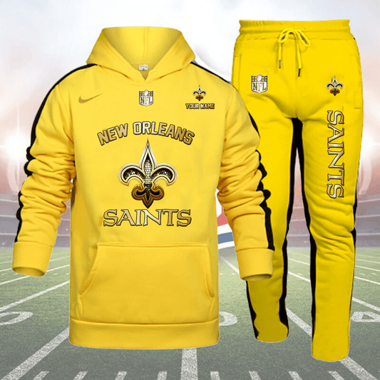 New Orleans Saints Personalized Golden Logo Hoodie Set AZBTHS000023