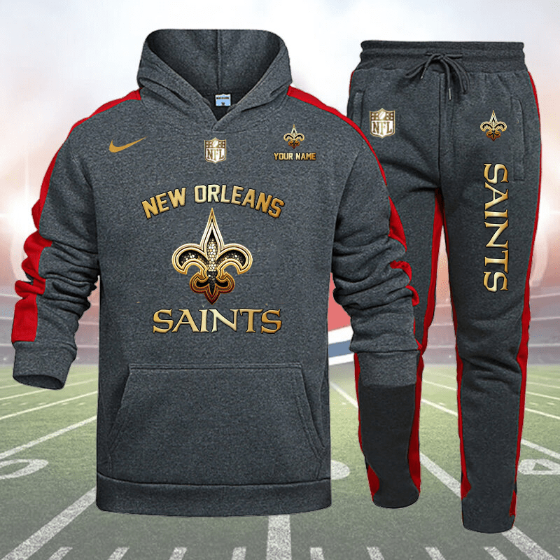 New Orleans Saints Personalized Golden Logo Hoodie Set AZBTHS000023