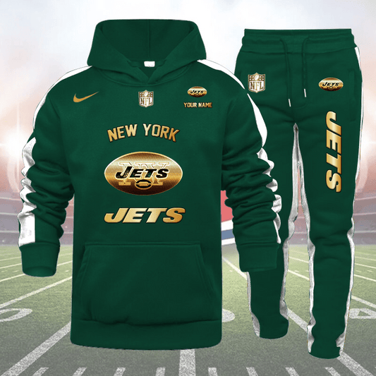 New York Jets Personalized Golden Logo Hoodie Set AZBTHS000025