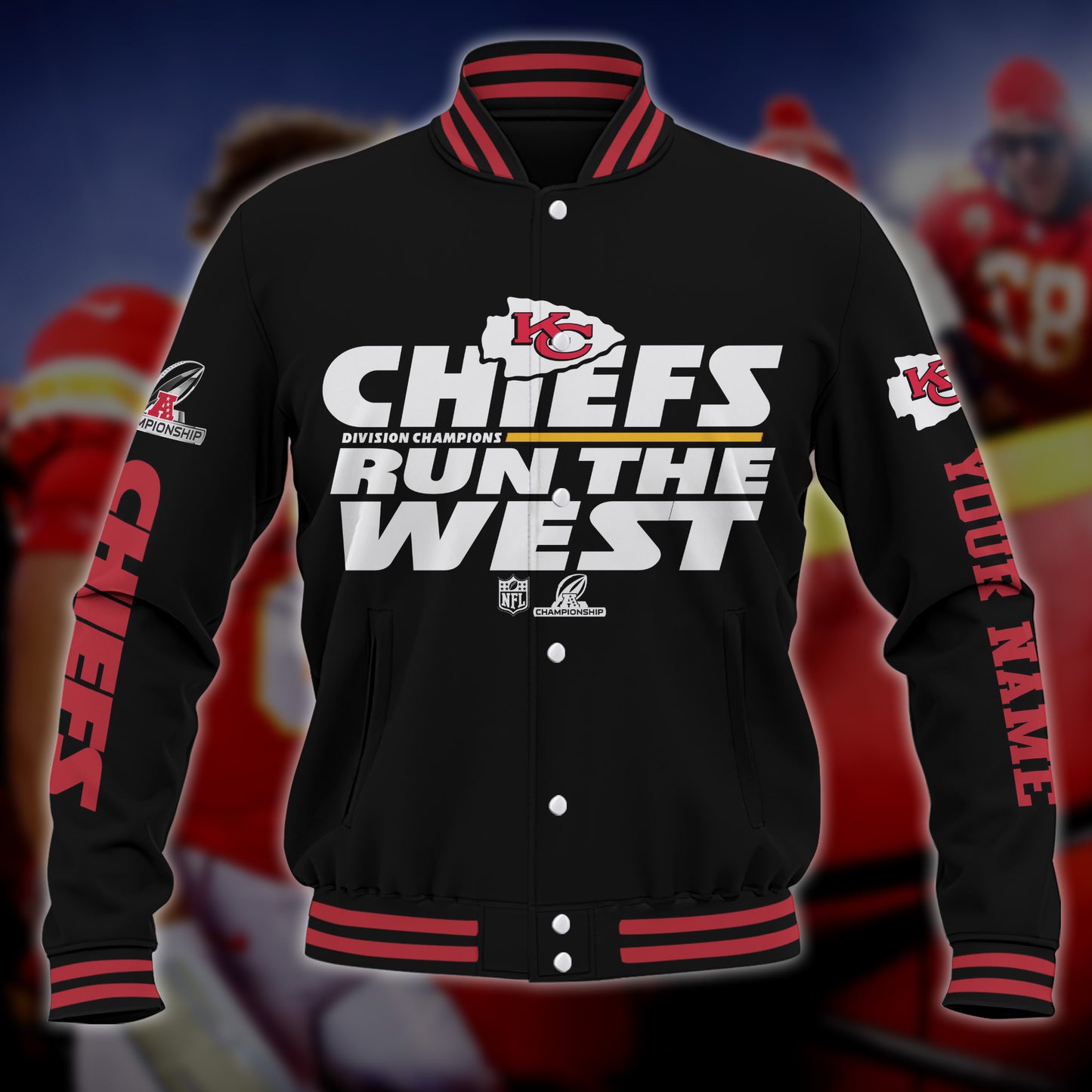 Sport 2021 AFC West Division Kansas City Chiefs Champions Baseball Jacket 102
