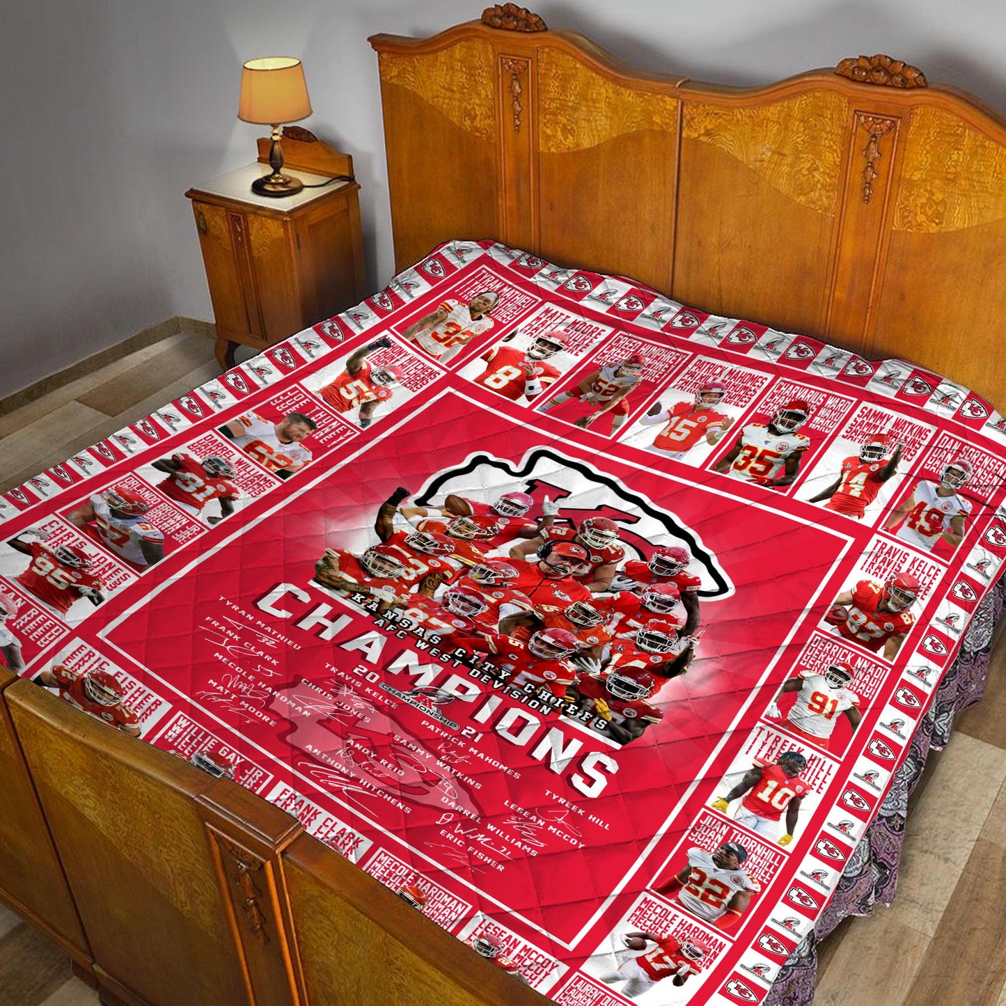 Sport 2021 AFC West Division Kansas City Chiefs Champions Premium Quilt 079