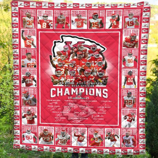 Sport 2021 AFC West Division Kansas City Chiefs Champions Premium Quilt 079