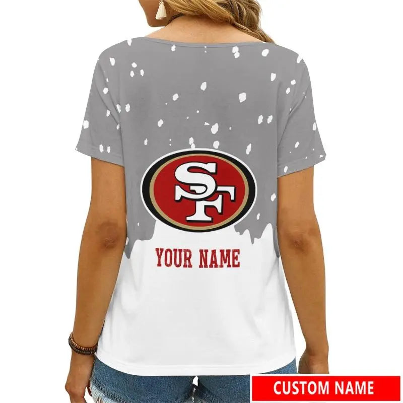 San Francisco 49ers Personalized V-neck Women T-shirt AGCWTS613
