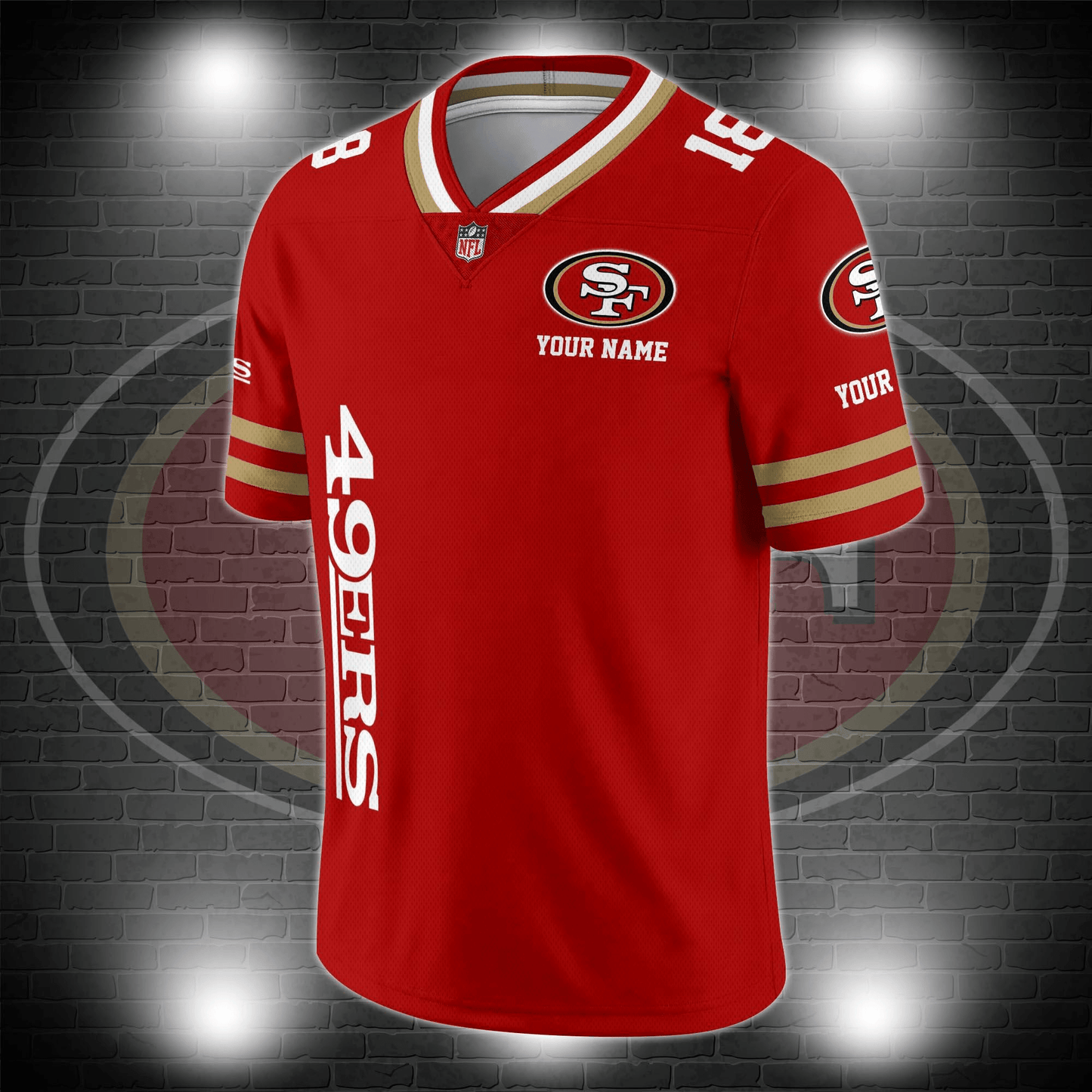 San Francisco 49ers Personalized V-neck Football Jersey Sport Gifts For Fan AZCVFJ001