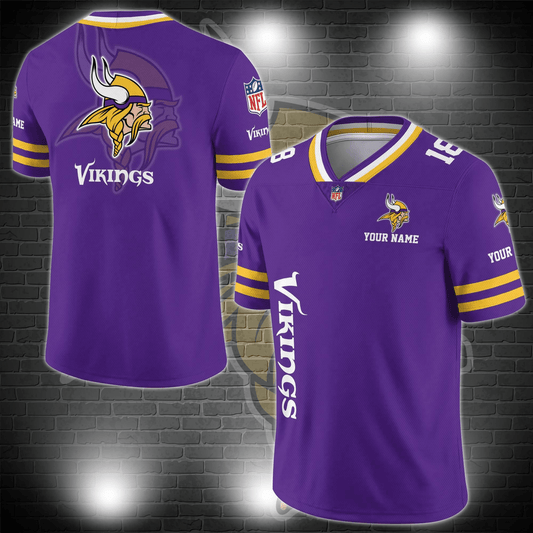Minnesota Vikings Personalized V-neck Football Jersey Sport Gifts For Fan AZCVFJ002