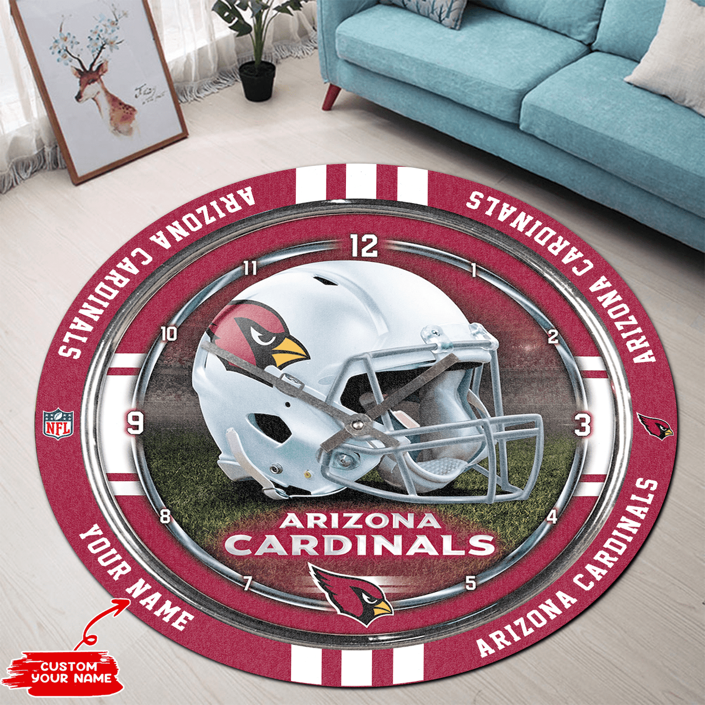Arizona Cardinals Personalized Round Rug 98RRUG221