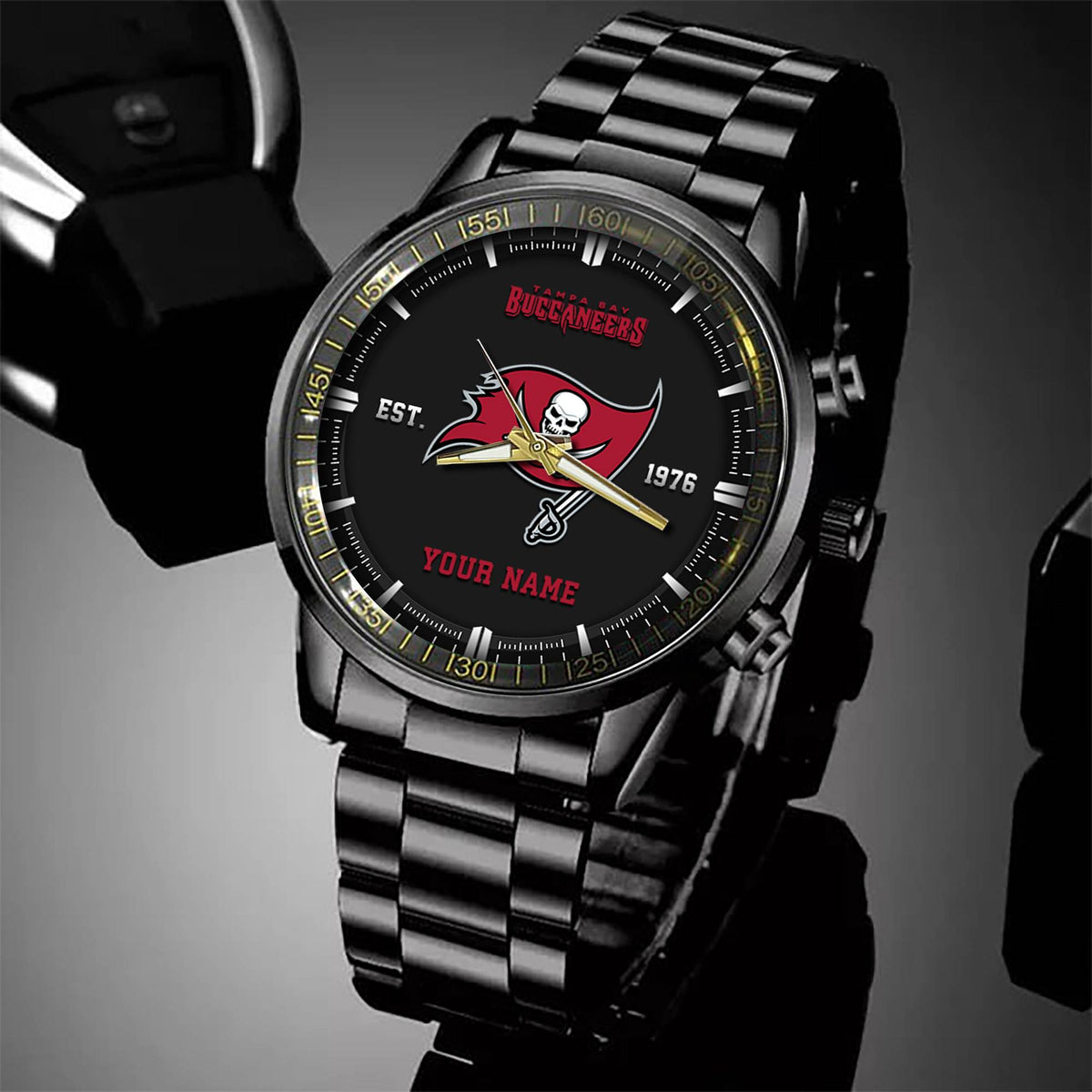 Tampa Bay Buccaneers Black Fashion Watch Gifts For Sport Fans AZWATCH084
