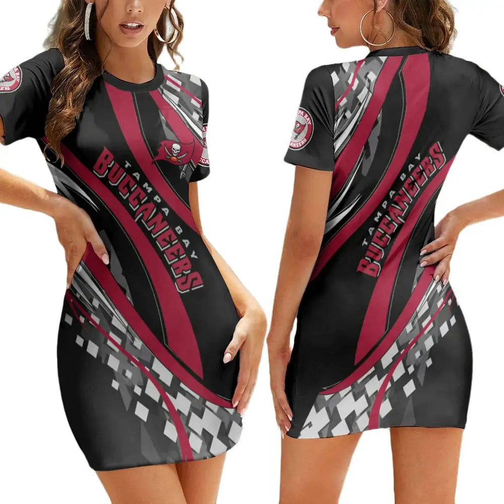 Tampa Bay Buccaneers Casual Short Sleeve Bodycon Mini Dress BG195