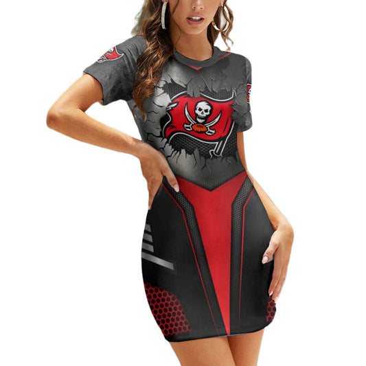 Tampa Bay Buccaneers Casual Short Sleeve Bodycon Mini Dress BG99