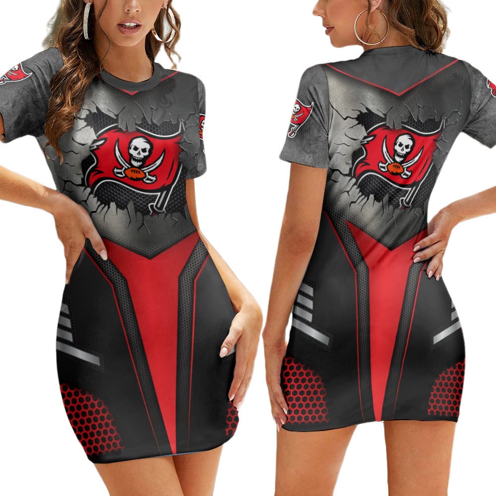 Tampa Bay Buccaneers Casual Short Sleeve Bodycon Mini Dress BG99