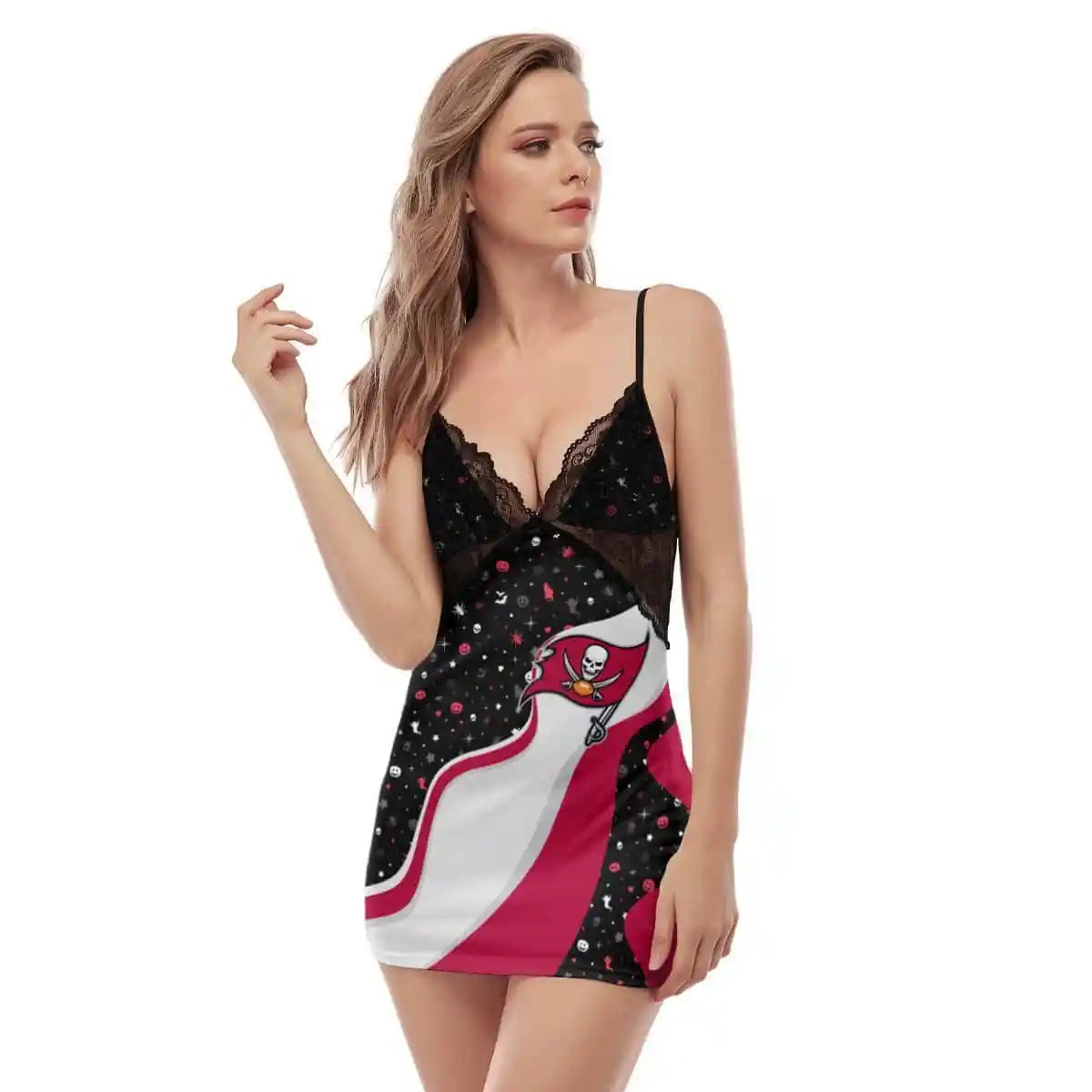 Tampa Bay Buccaneers Halloween Lace Back Strap Slip Dress 310