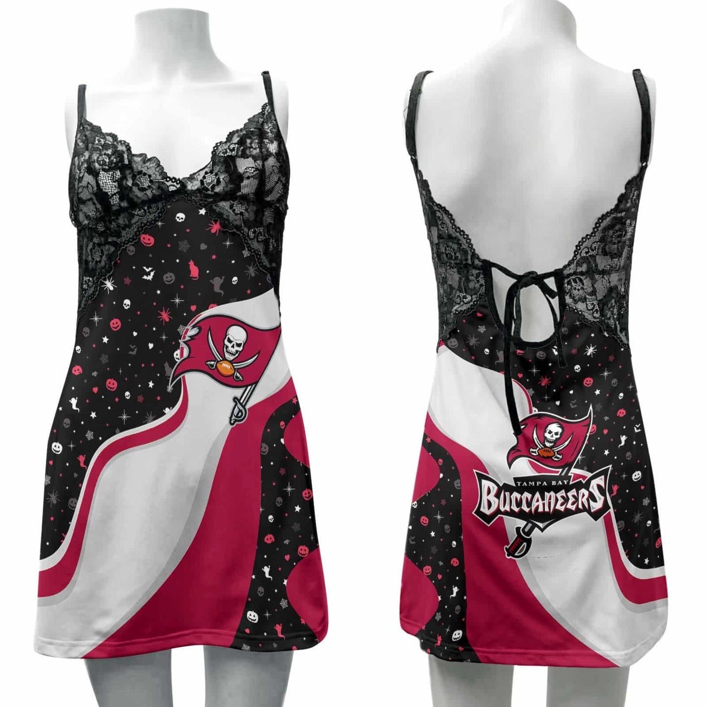 Tampa Bay Buccaneers Halloween Lace Back Strap Slip Dress 310