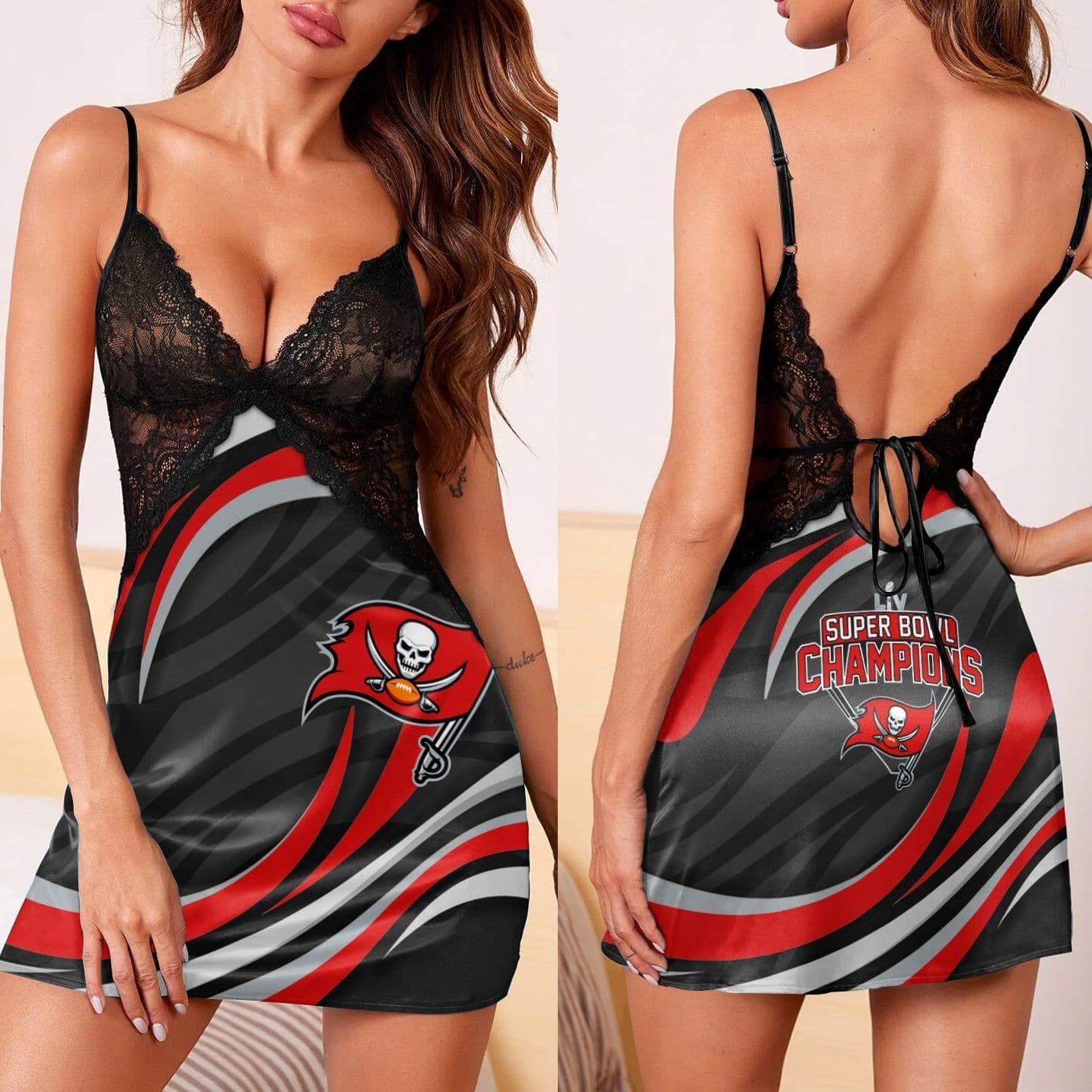 Tampa Bay Buccaneers Lace Back Strap Slip Dress 14-1