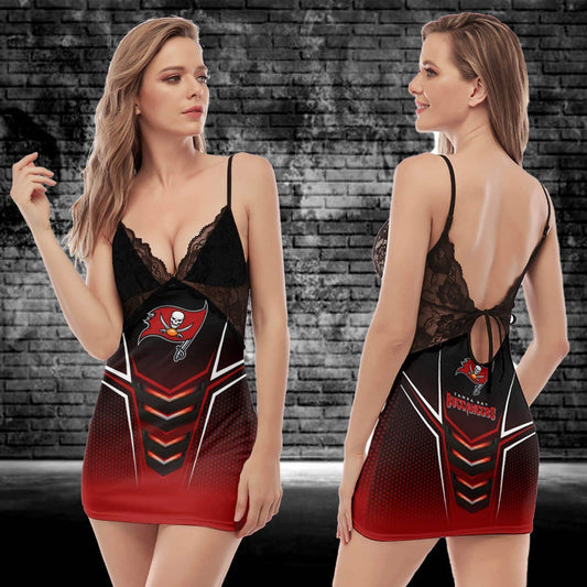 Tampa Bay Buccaneers Lace Back Strap Slip Dress 319