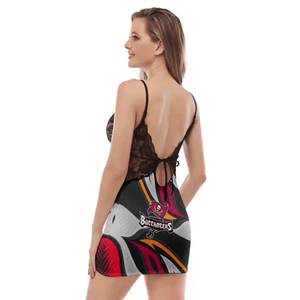 Tampa Bay Buccaneers Lace Back Strap Slip Dress 360