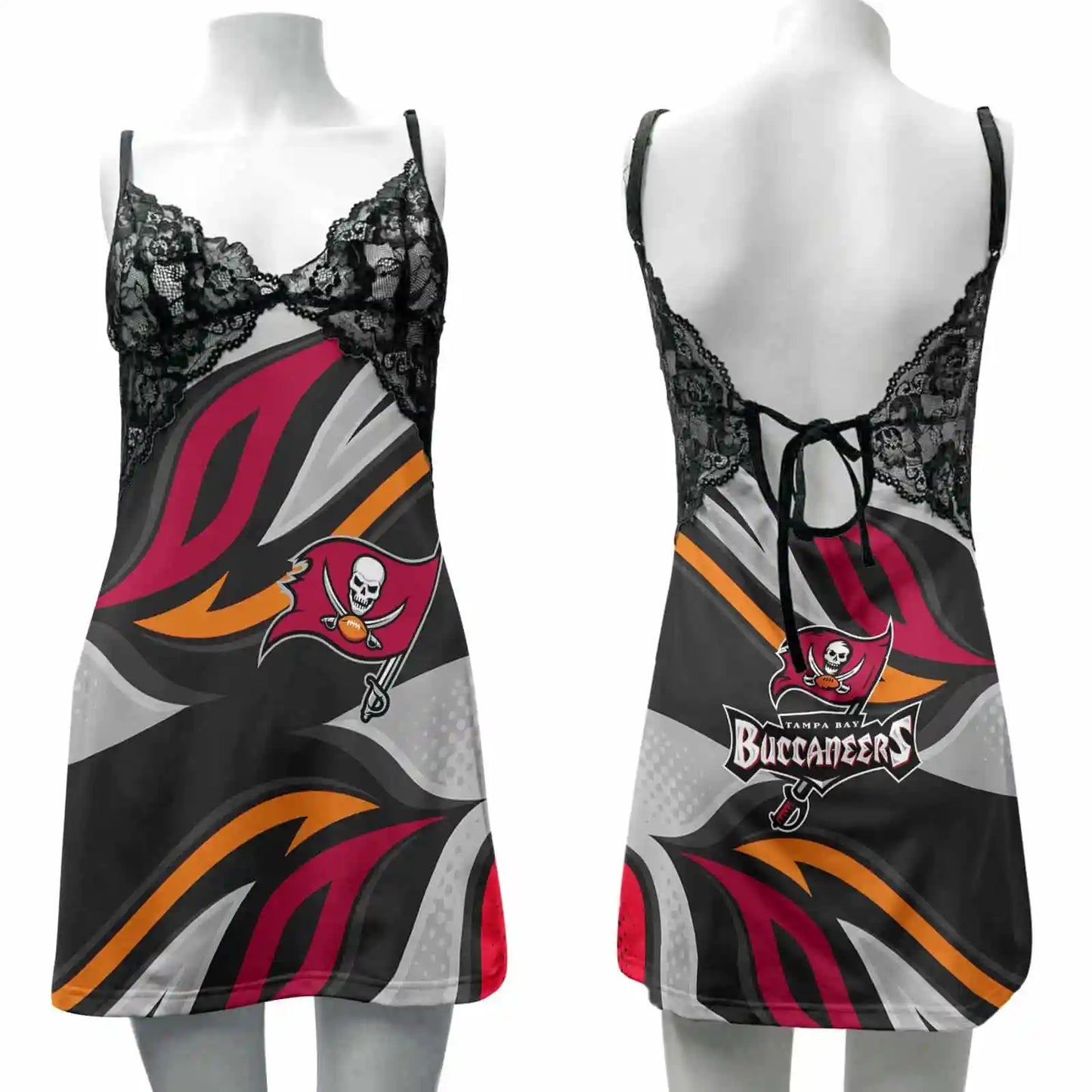 Tampa Bay Buccaneers Lace Back Strap Slip Dress 360