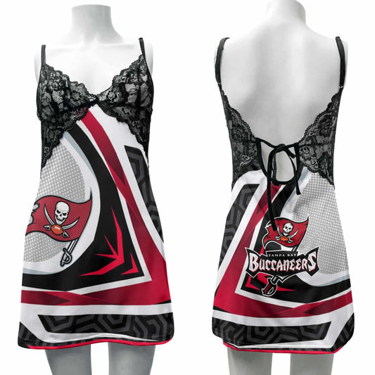 Tampa Bay Buccaneers Lace Back Strap Slip Dress 441