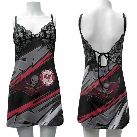 Tampa Bay Buccaneers Lace Back Strap Slip Dress 87