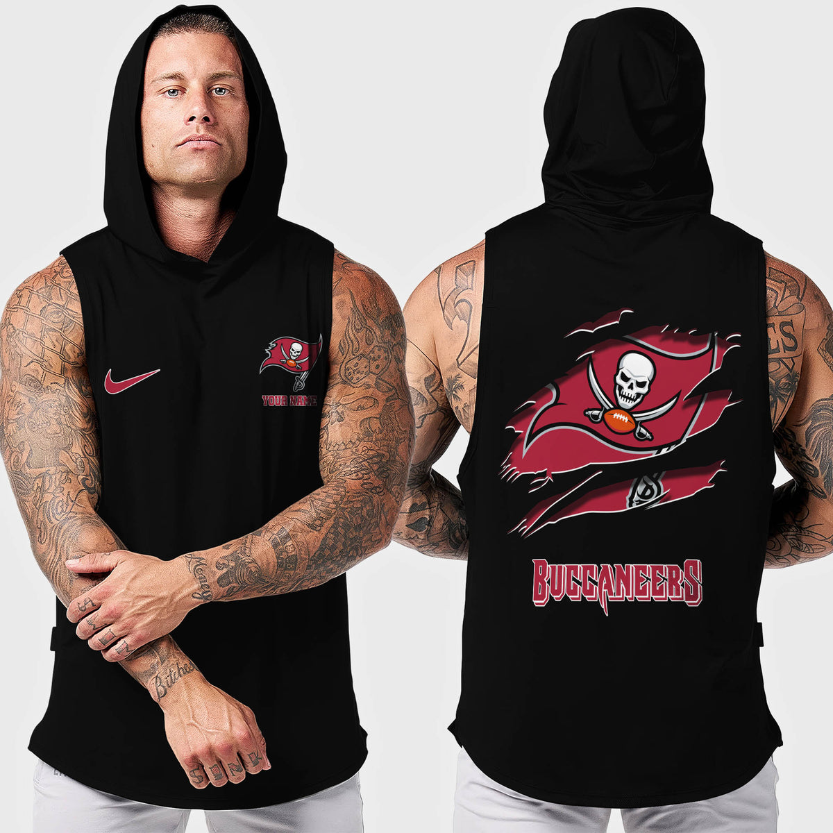 Tampa Bay Buccaneers Men Workout Hooded Tank Top AZMGSH030