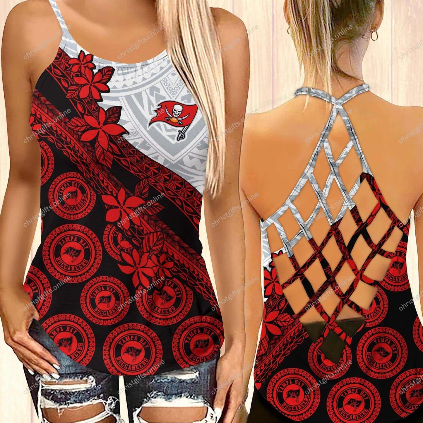 Tampa Bay Buccaneers NFL-CrossTank top Polynesian