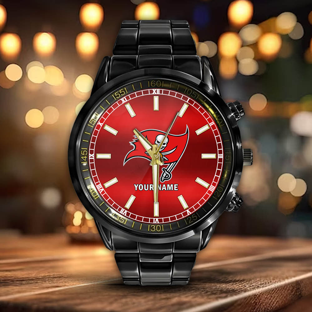 Tampa Bay Buccaneers Black Fashion Watch Gifts For Sport Fans AZWATCH053