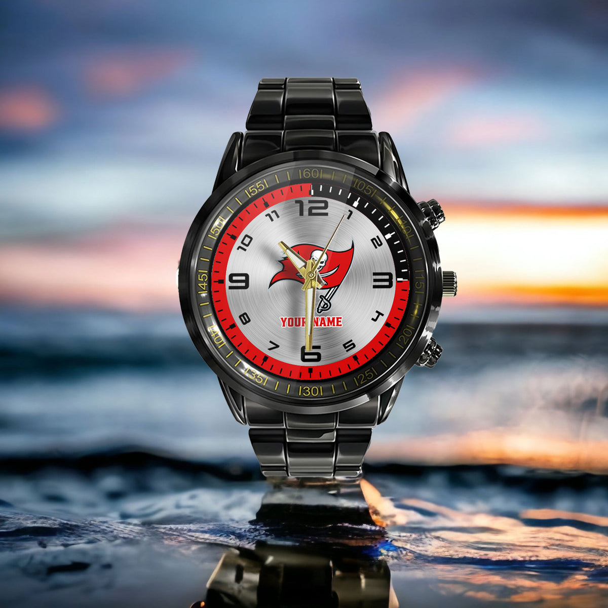 Tampa Bay Buccaneers Black Fashion Watch Gifts For Sport Fans AZWATCH030