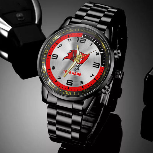 Tampa Bay Buccaneers Black Fashion Watch Gifts For Sport Fans AZWATCH030