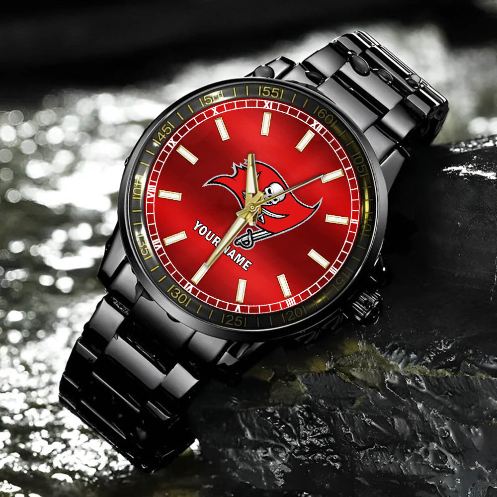 Tampa Bay Buccaneers Black Fashion Watch Gifts For Sport Fans AZWATCH053