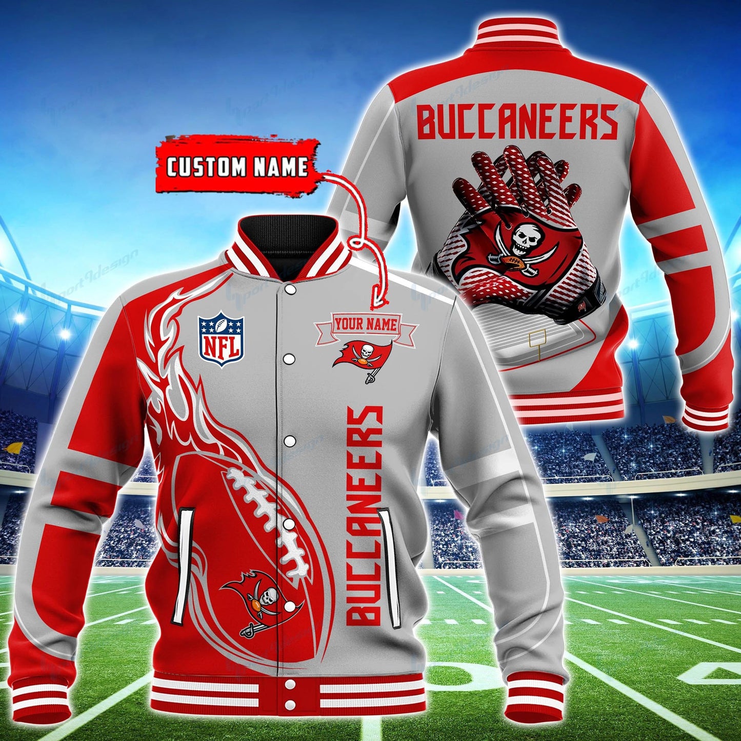 Tampa Bay Buccaneers Personalized Baseball Jacket BG30