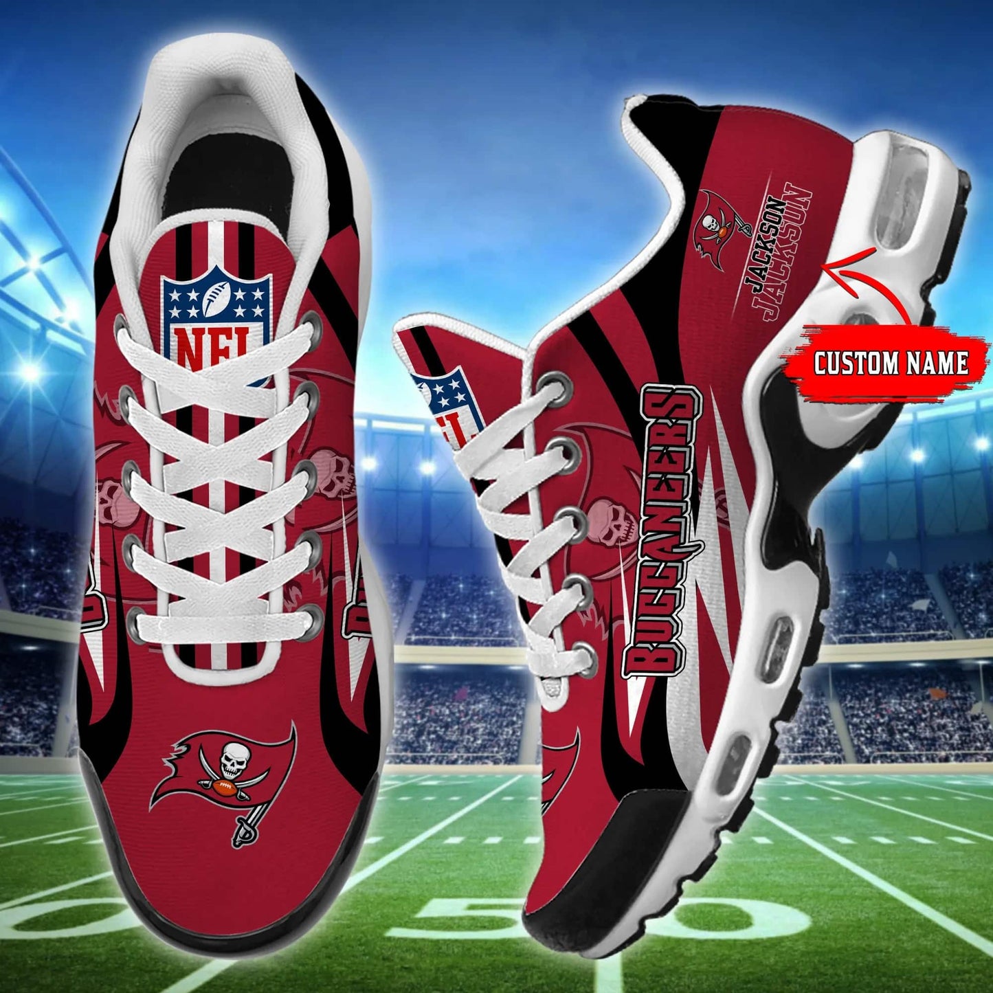 Tampa Bay Buccaneers Personalized Plus T-N Youth Sneakers BG109