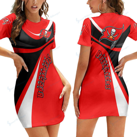 Tampa Bay Buccaneers Short Sleeve Bodycon Mini Dress BG336