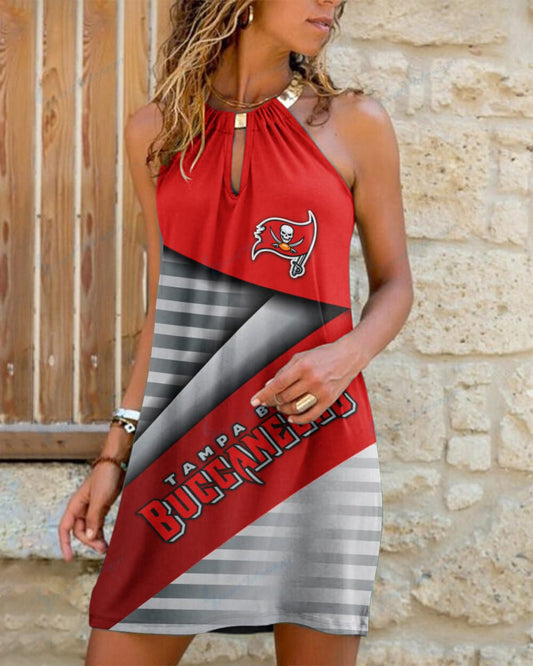 Tampa Bay Buccaneers Summer Casual Metal Halter Neck Sleeveless Dress 62
