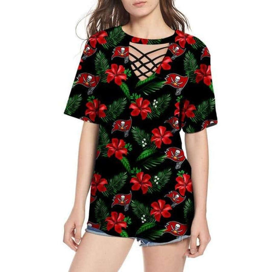 Tampa Bay Buccaneers Women Summer String Short Sleeve Shirt BG24