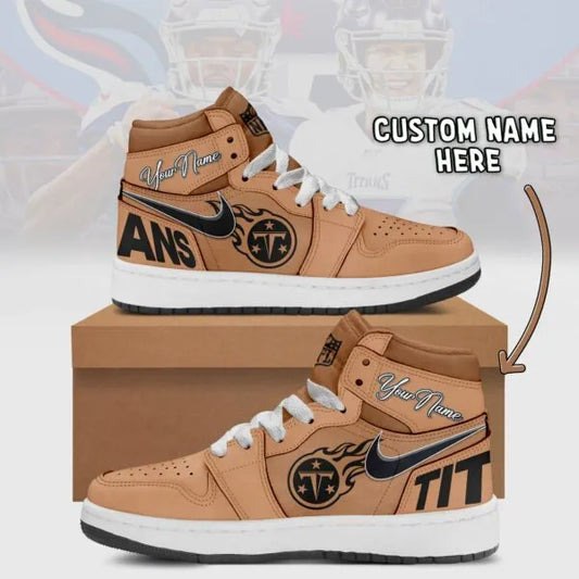 Tennessee Titans Limited Edition Brown High Air Jordan 1 Shoes with Custom Name AZBTAJ1SEW000037