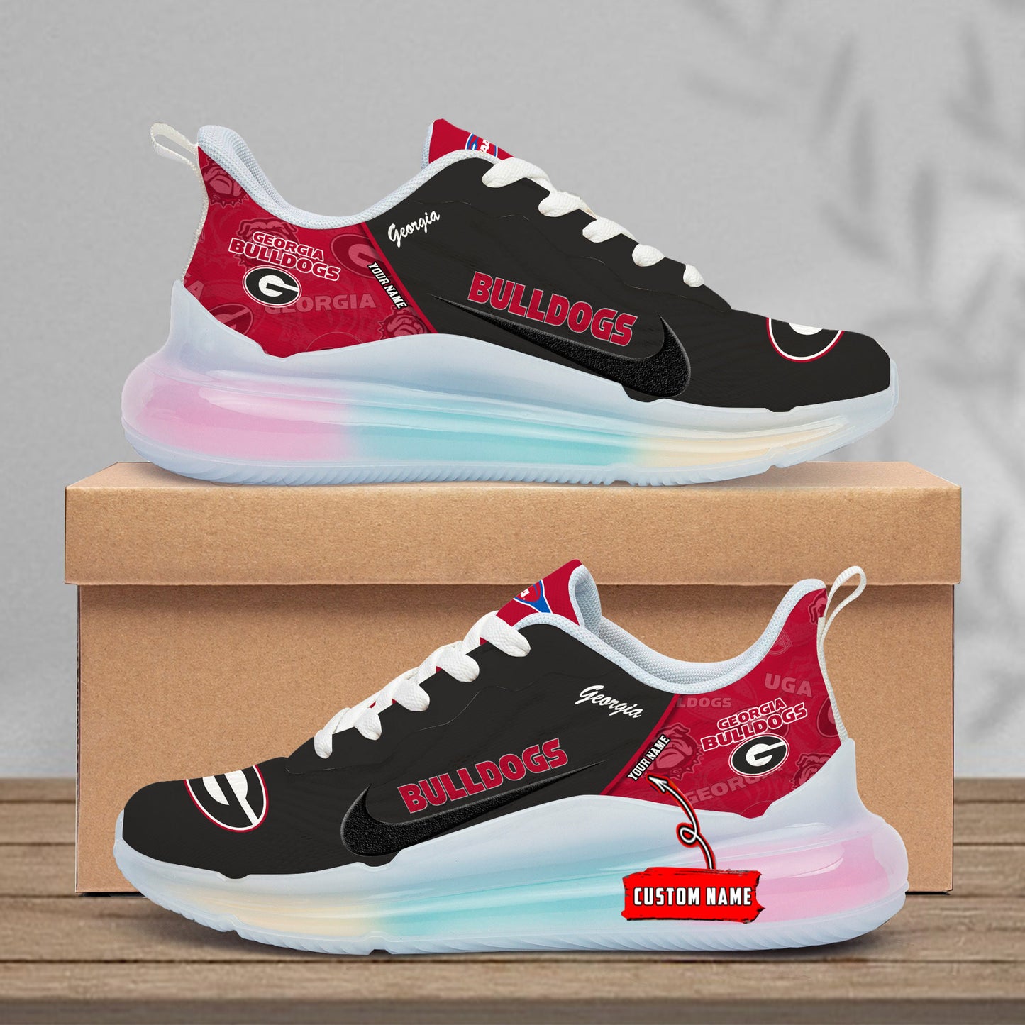 Georgia Bulldogs Rainbow Cushion Running Shoes AZBTCRS00040