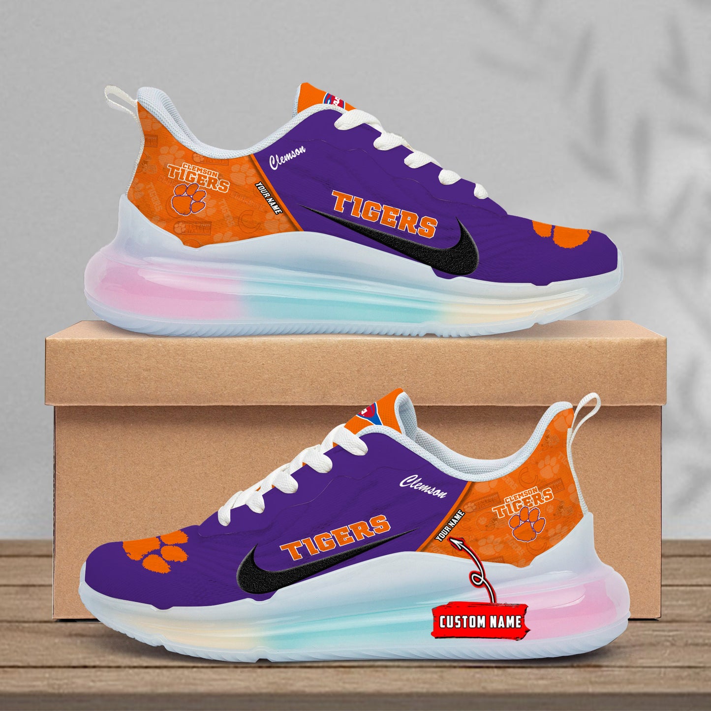 Clemson Tigers Rainbow Cushion Running Shoes AZBTCRS00037