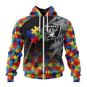 Las Vegas Raiders Special Autism Awareness Design Hoodie Zip Hoodie T-shirt Sweatshirt