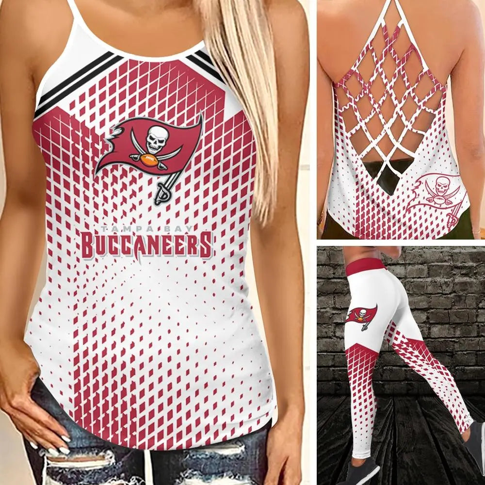 Tampa Bay Buccaneers Leggings And Criss Cross Tank Top BGCCTANK153