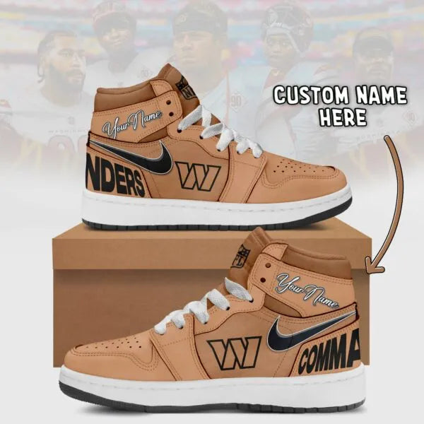 Washington Commanders Limited Edition Brown High Air Jordan 1 Shoes with Custom Name AZBTAJ1SEW000038