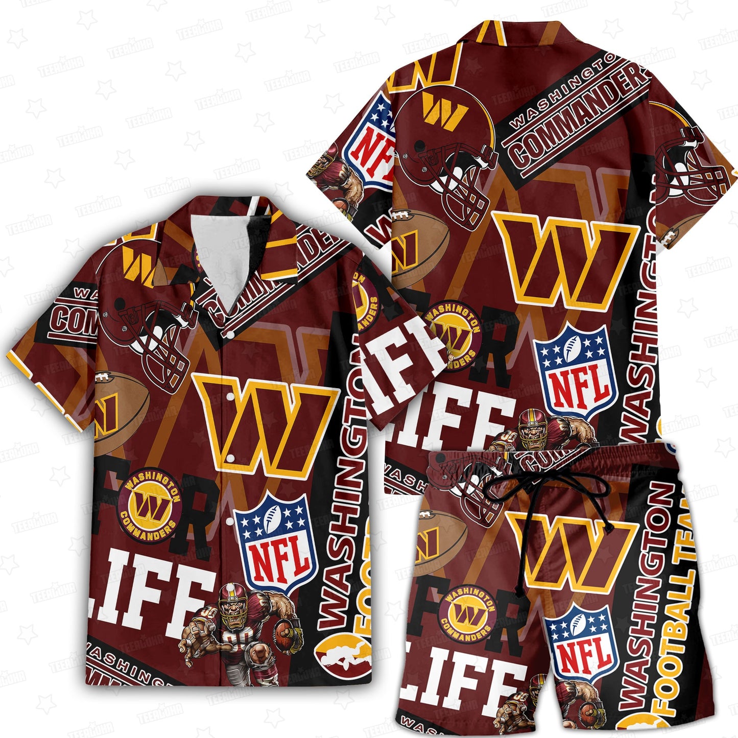 Washington Commanders Custom Limited Edition For Life Hawaiian Shirt and Shorts AZHAHWSS000246