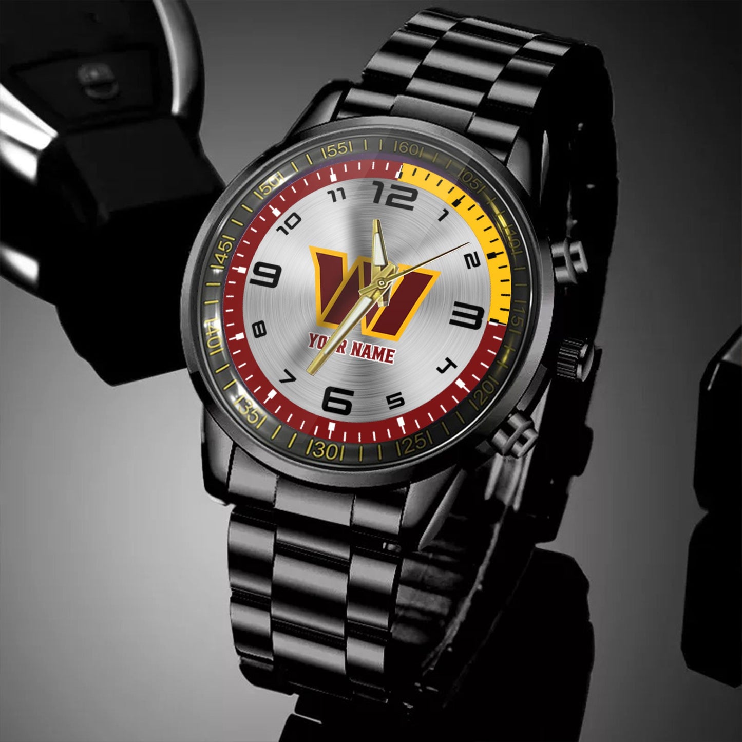 Washington Commanders Black Fashion Watch Gifts For Sport Fans AZWATCH032