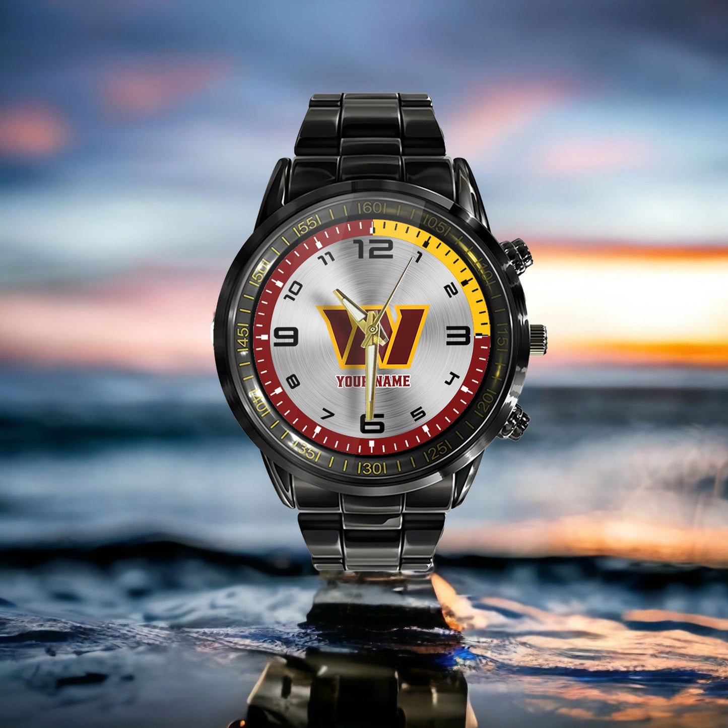 Washington Commanders Black Fashion Watch Gifts For Sport Fans AZWATCH032